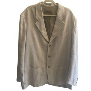 Vtg Structure Tan Khaki Linen Cotton Blend Blazer Jacket Sport Coat Men’s Sz XL